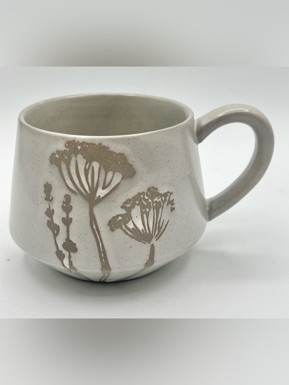 Bloomingville Botanical Embossed Stoneware Mug Gray 10 oz